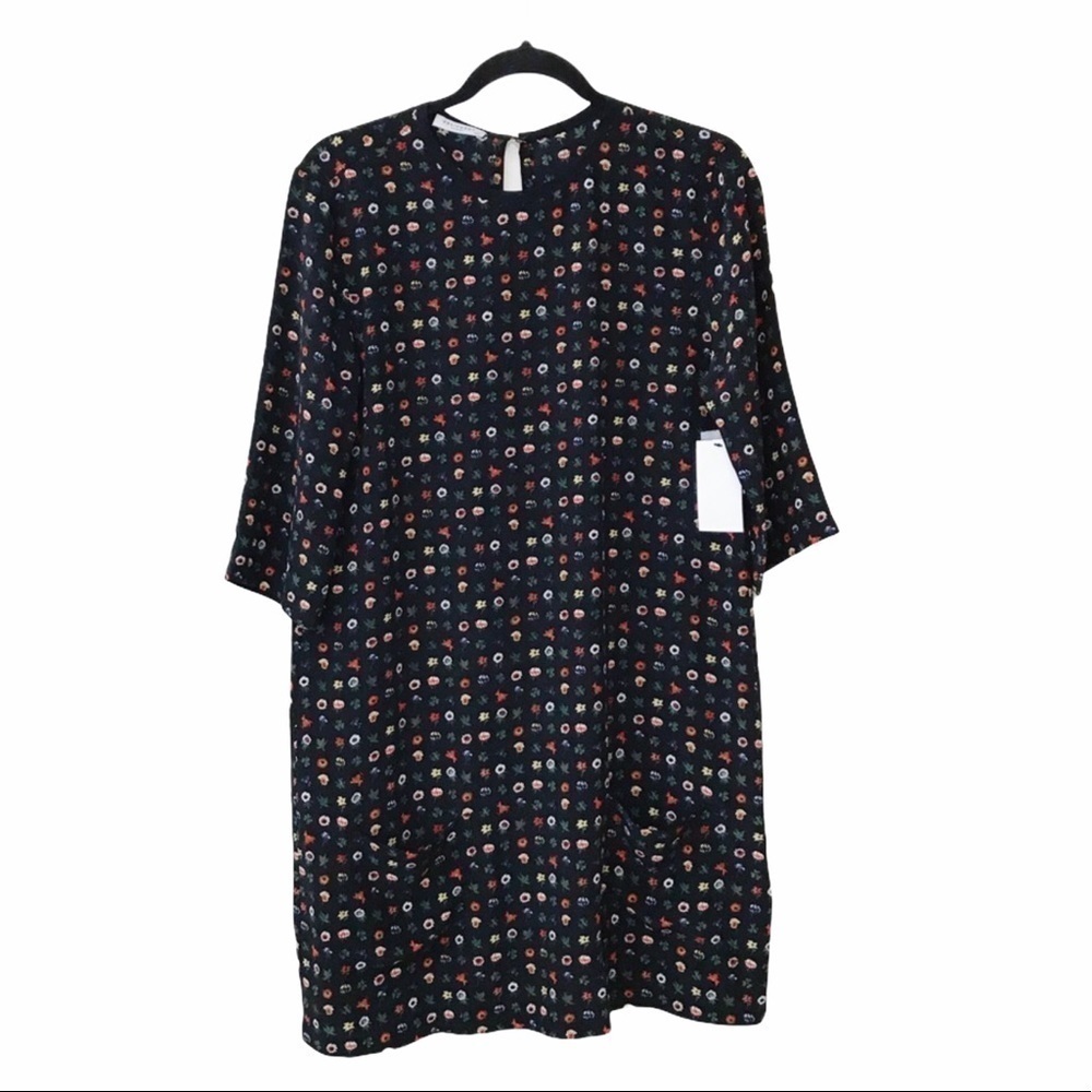 Equipment Black Aubrey 100% Silk Floral Shift Dress
